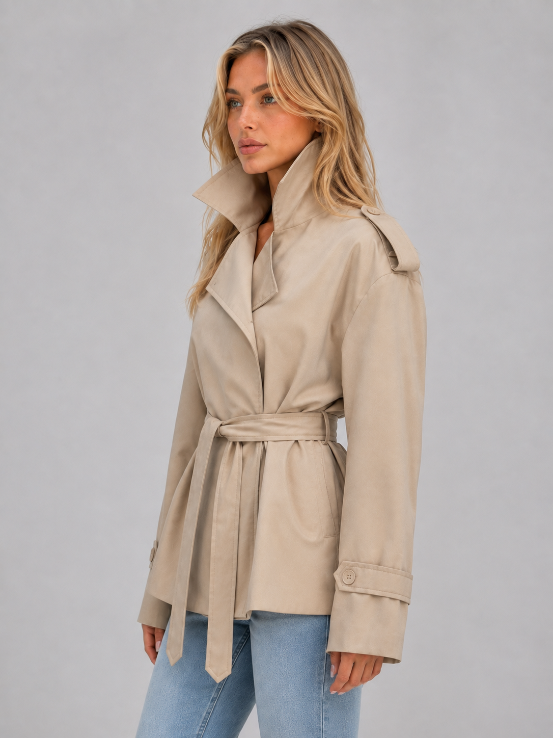 Trenchcoat Dames Met Ceintuur – Mantel Met Overslagsluiting