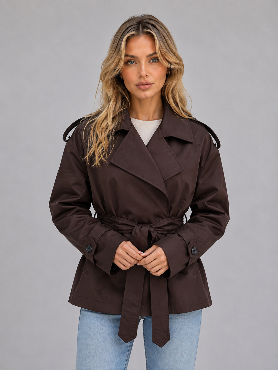 Trenchcoat Dames Met Ceintuur – Mantel Met Overslagsluiting