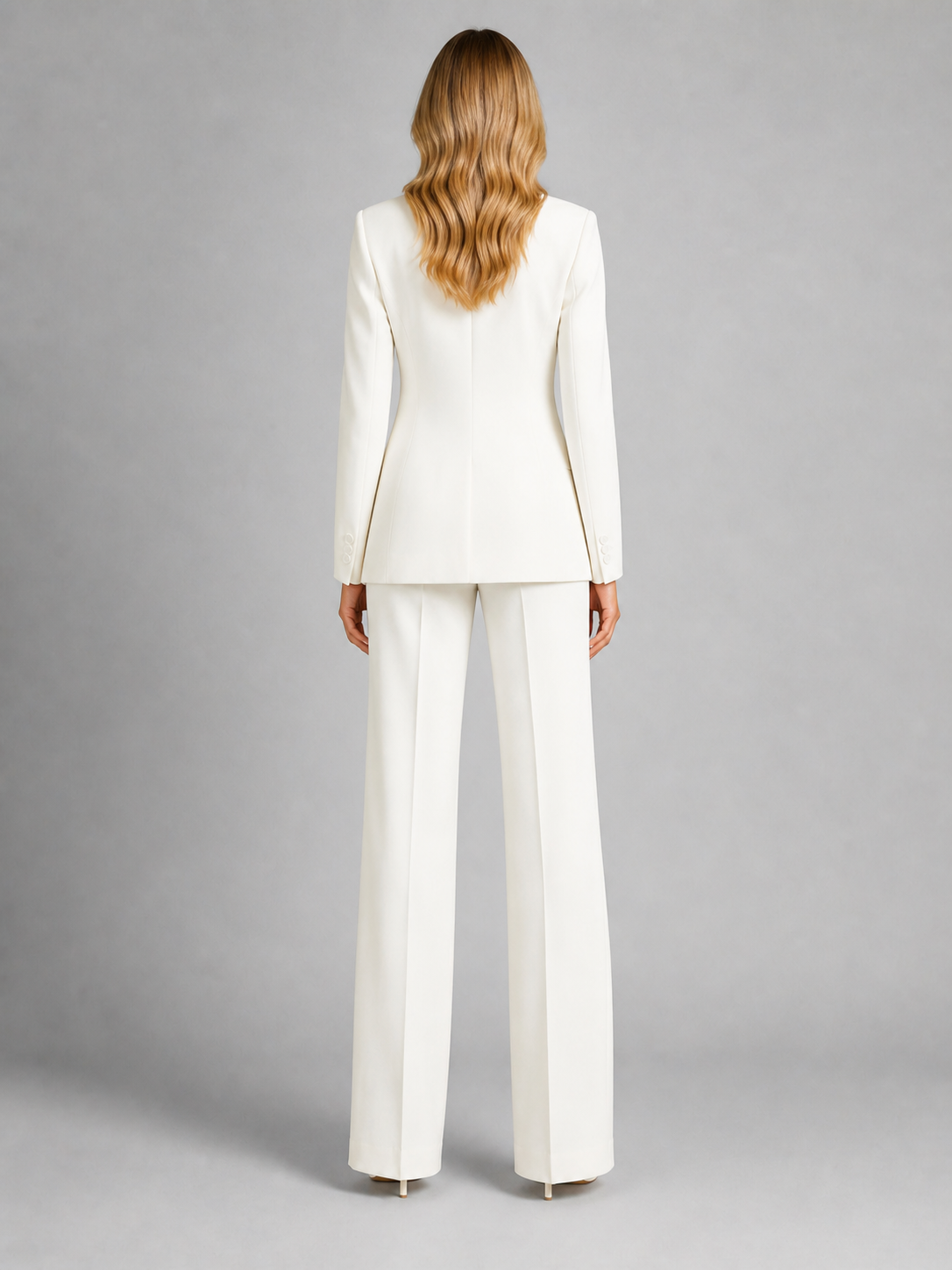 Dames Tweedelige Blazer Set Met Getailleerde Taille En Wijde Broek