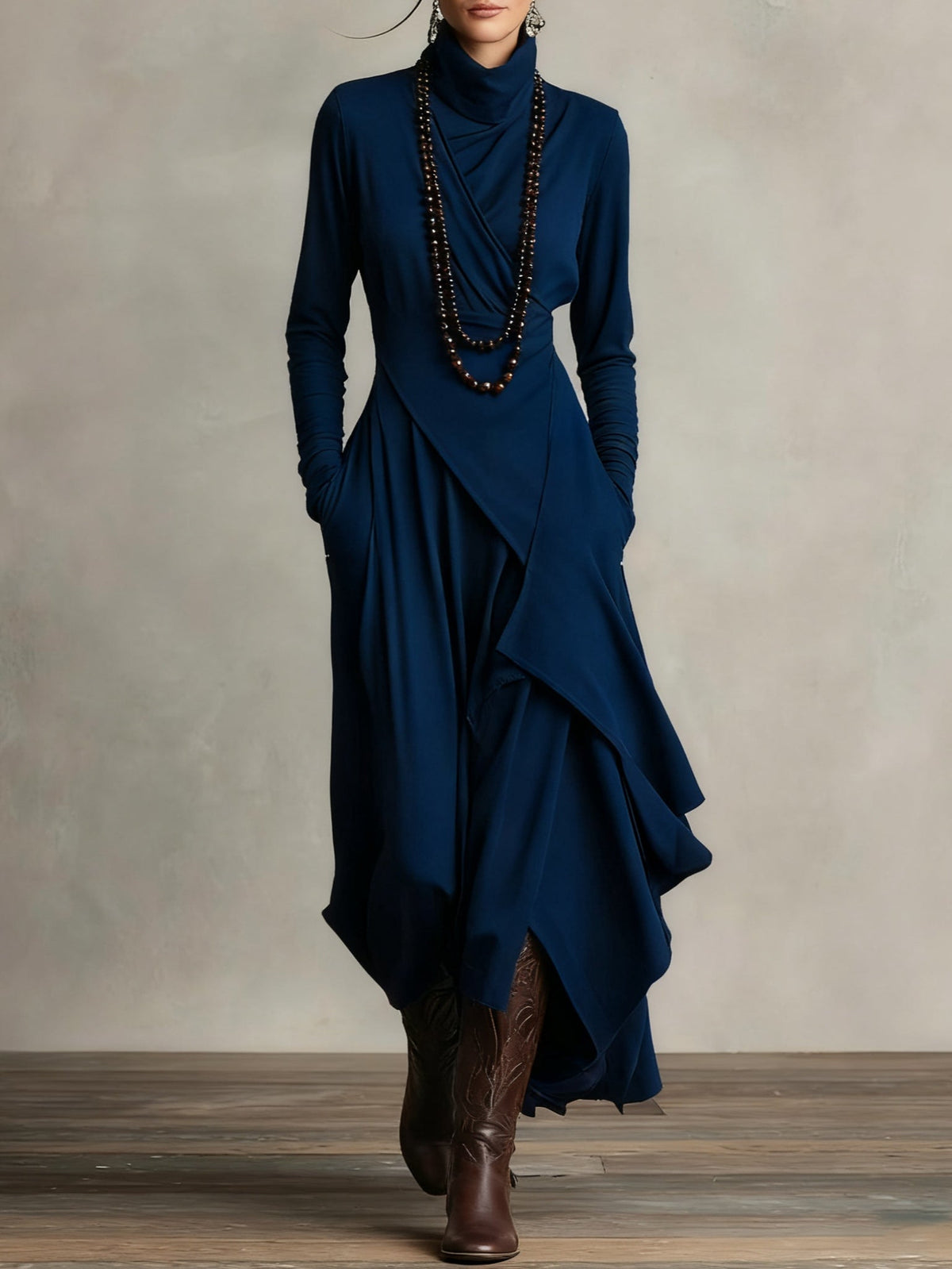 Elegante Maxi Jurk Dames – Lange Jurk Met Lange Mouwen