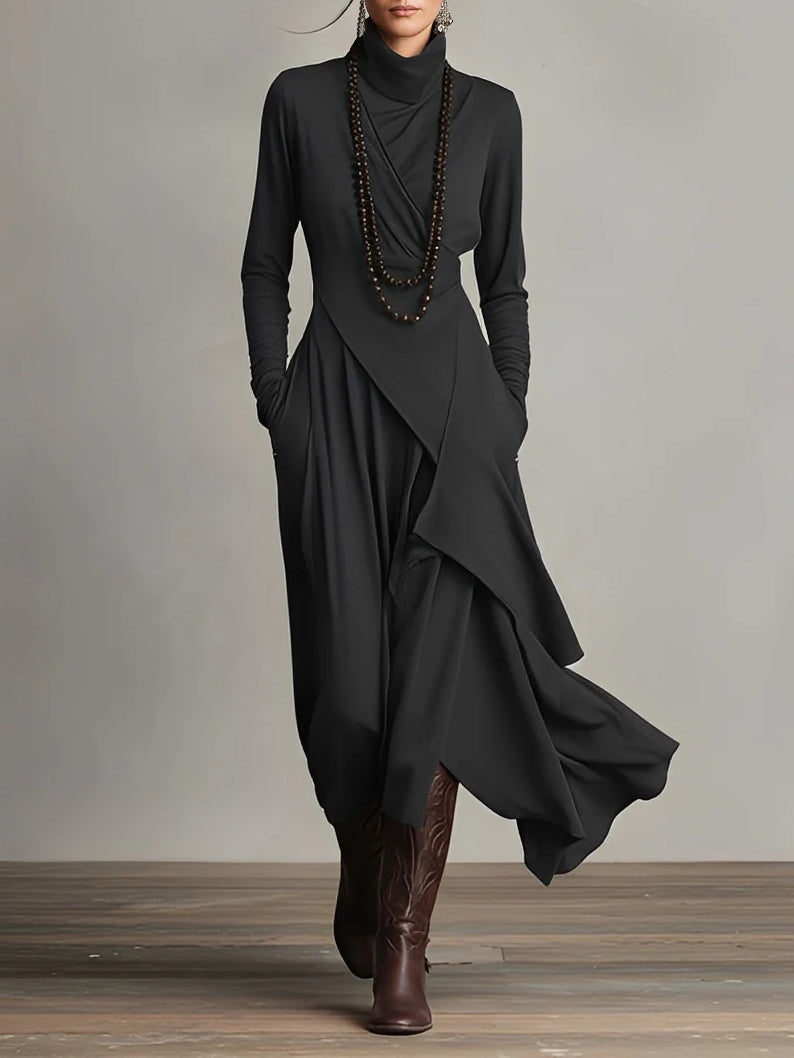 Elegante Maxi Jurk Dames – Lange Jurk Met Lange Mouwen