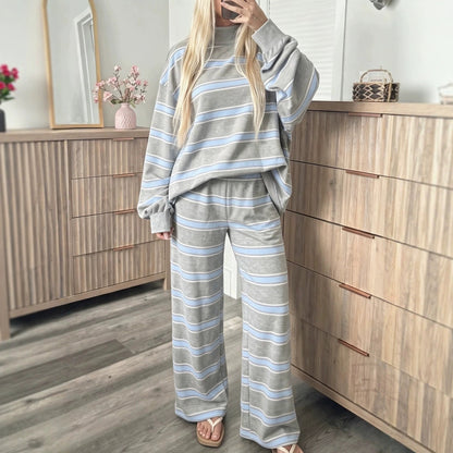 Gestreepte Sweater Set Dames – Tweedelige Loungewear Outfit