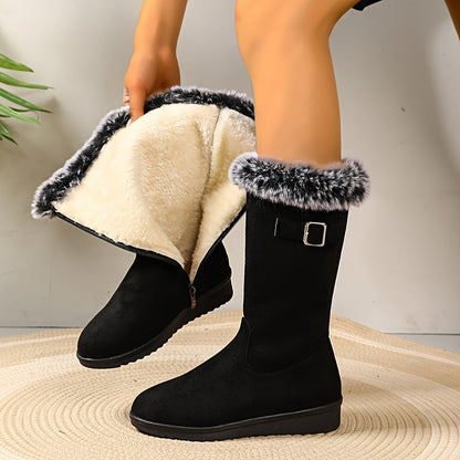 Gevoerde Winterlaarzen Dames – Suède Look Laarzen