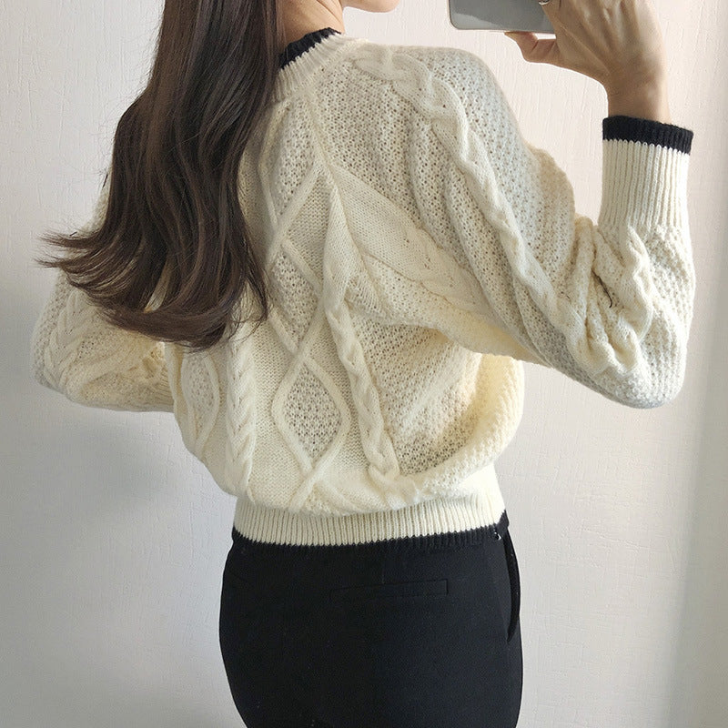 Kort Gebreid Vest Dames – Kabel Cardigan Met Knopen