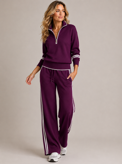 Dames Co-ord Set Met Halve Rits En Joggingbroek