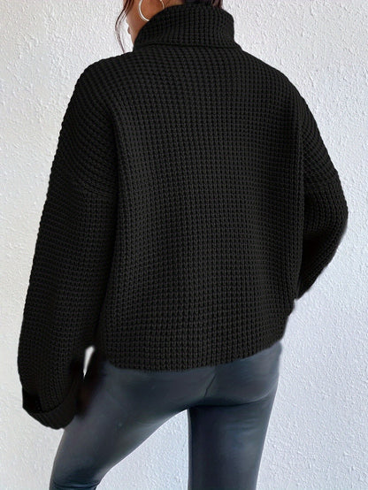 Oversized Coltrui Dames – Wafelgebreide Trui Met Wijde Mouwen