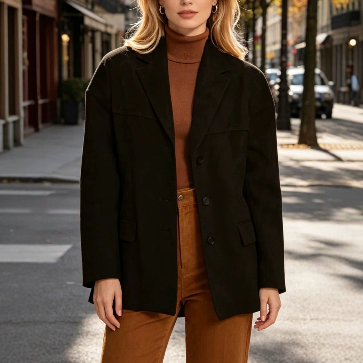 Chique Suède Look Blazer Dames – Oversized Jasje