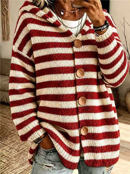Gestreept Vest Dames – Cardigan Met Capuchon