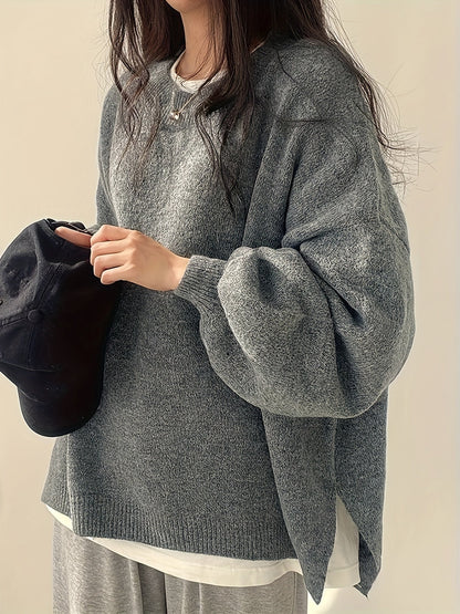 Oversized Gebreide Trui Dames – Trui Met Ballonmouwen