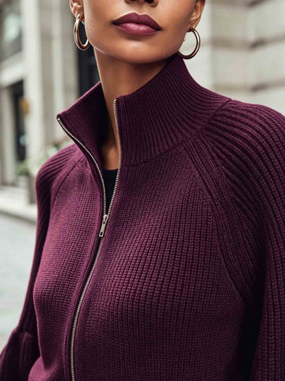Vest Dames Met Pofmouwen – Cardigan Met Rits