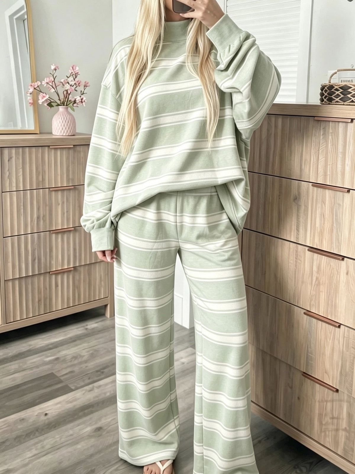 Gestreepte Sweater Set Dames – Tweedelige Loungewear Outfit