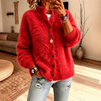 Fluffy Teddy Vest Dames – Cardigan Met Hoge Kraag