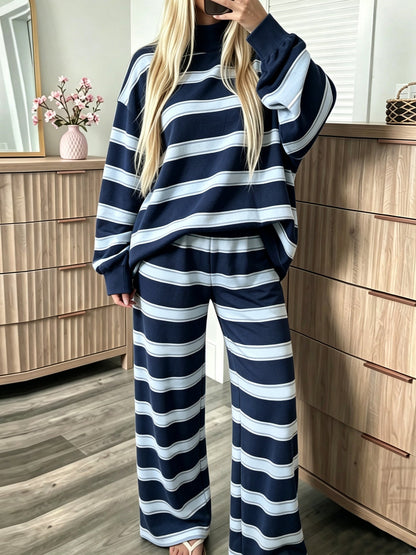 Gestreepte Sweater Set Dames – Tweedelige Loungewear Outfit