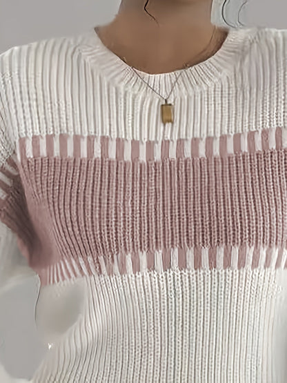 Gestreepte Trui Dames – Sweater Met Colorblock Patroon