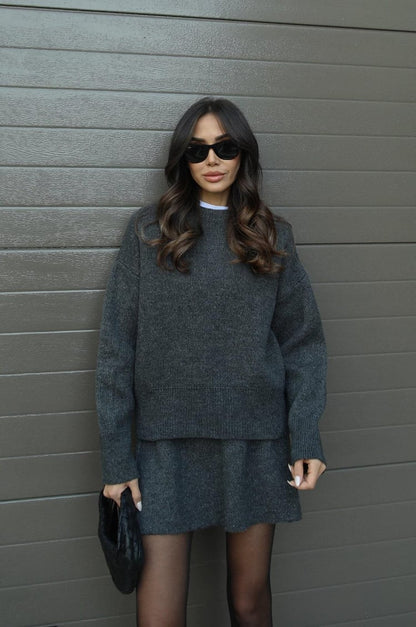 Cozy Oversized Gebreide Trui met Mini Rok Set Dames – Co-Ord Twinset