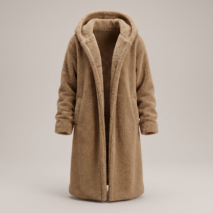 Teddy Jas Dames – Lange Teddy Mantel Met Capuchon