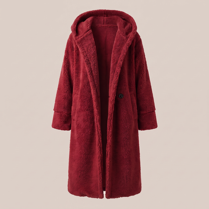 Teddy Jas Dames – Lange Teddy Mantel Met Capuchon