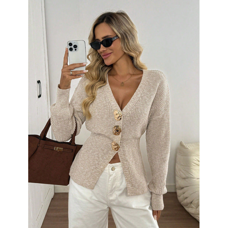 Getailleerd Vest Dames Met V-Hals – Chique Gebreide Cardigan