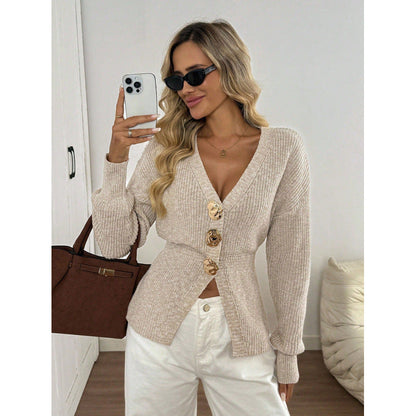 Getailleerd Vest Dames Met V-Hals – Chique Gebreide Cardigan