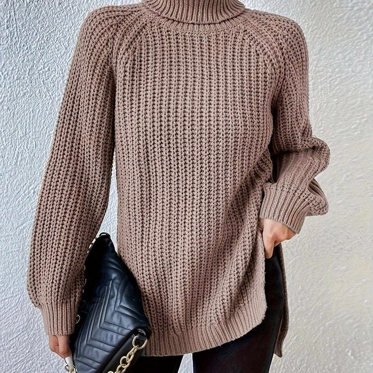 Oversized Dames Coltrui Met Lange Mouwen En Zijsplitten