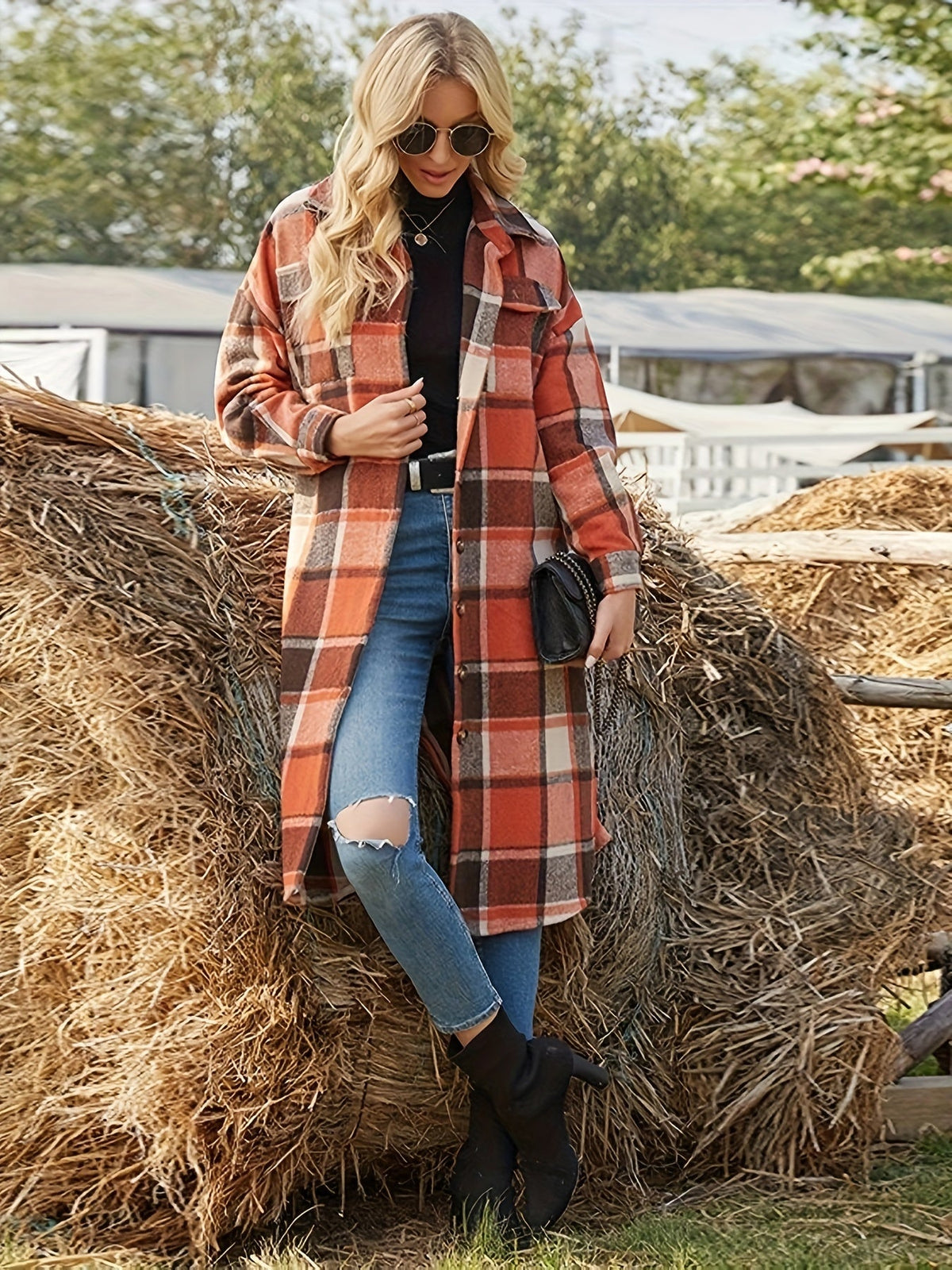Lange Geruite Jas Dames – Oversized Mantel & Winterjas