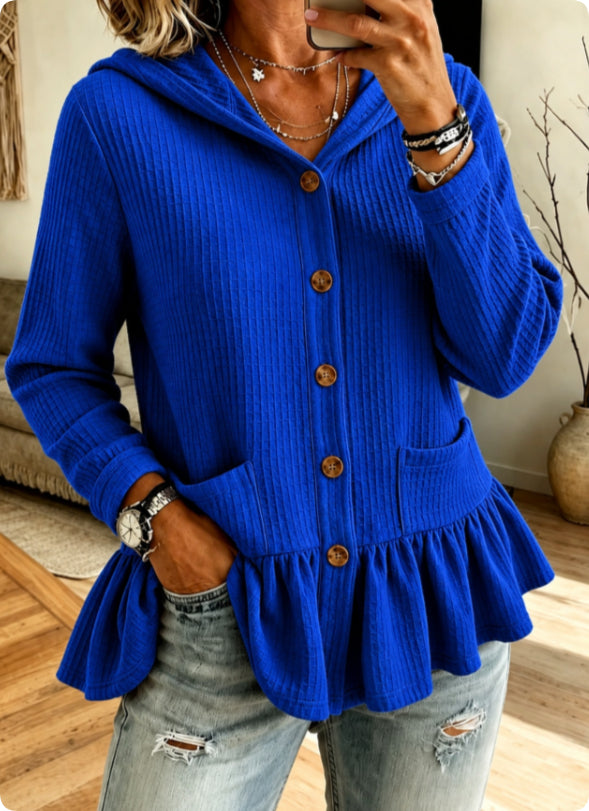 Blouse Dames Met Ruches – Geribde Blouse Met Lange Mouwen