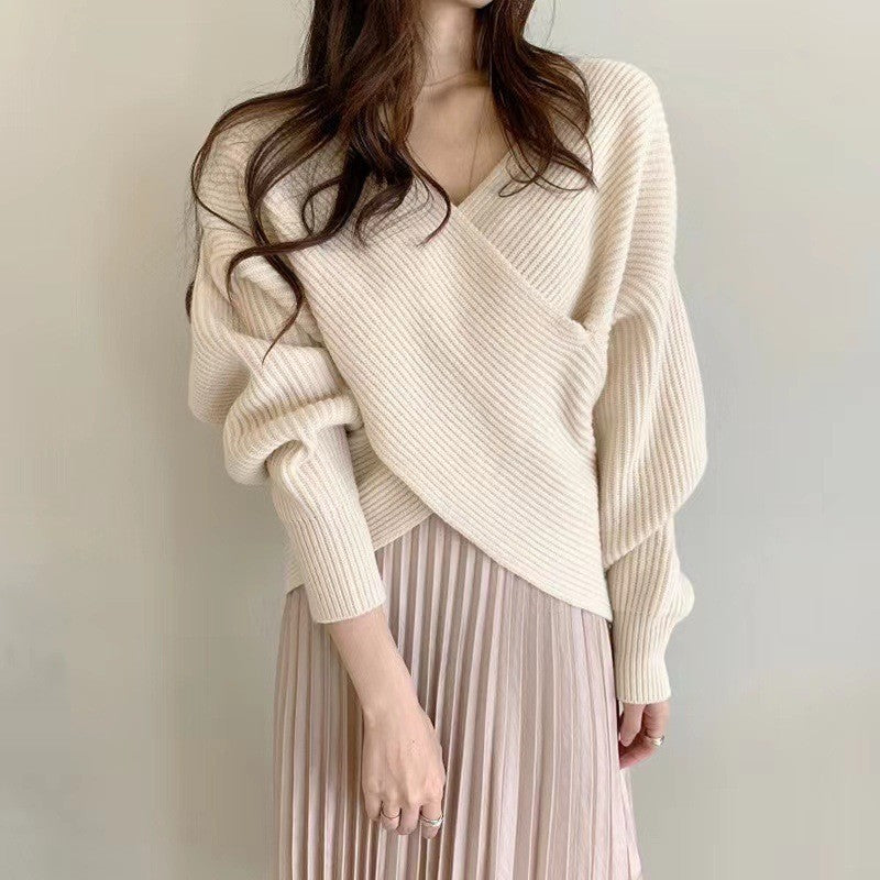 Off Shoulder Trui Dames – Gebreide Trui Met V-Hals