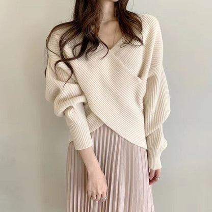 Off Shoulder Trui Dames – Gebreide Trui Met V-Hals