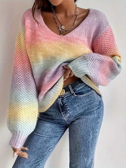 Off-Shoulder Trui Dames – Gebreide Sweater Met Kleurverloop