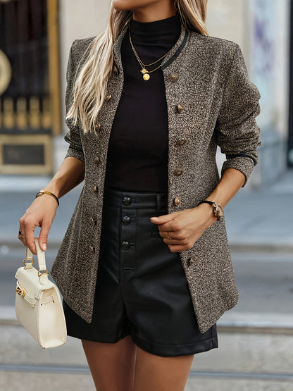 Chique Mantel Dames – Wollen Look Jas Met Dubbele Knopen