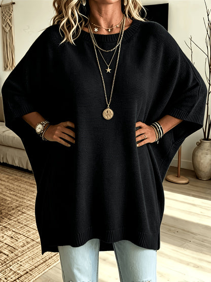 Oversized Trui Dames – Fijngebreide Trui Met Vleermuismouwen