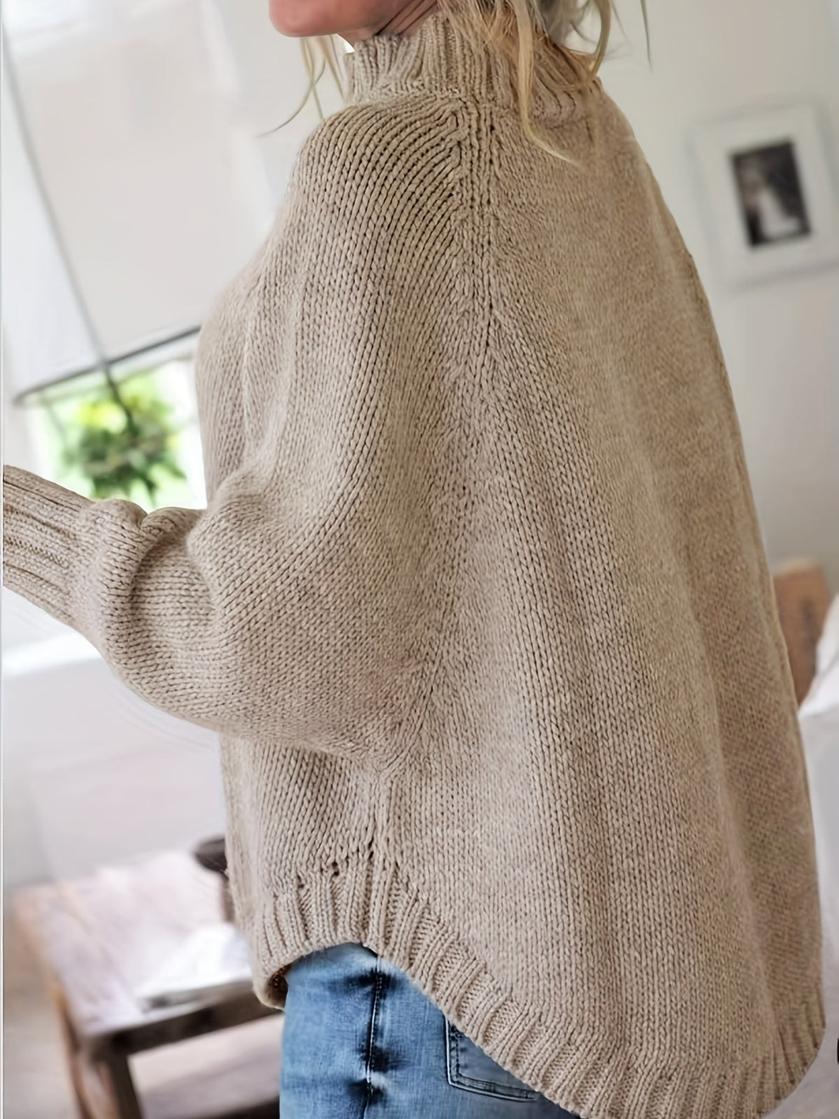 Oversized Dames Trui Met Kabelpatroon En Lange Mouwen