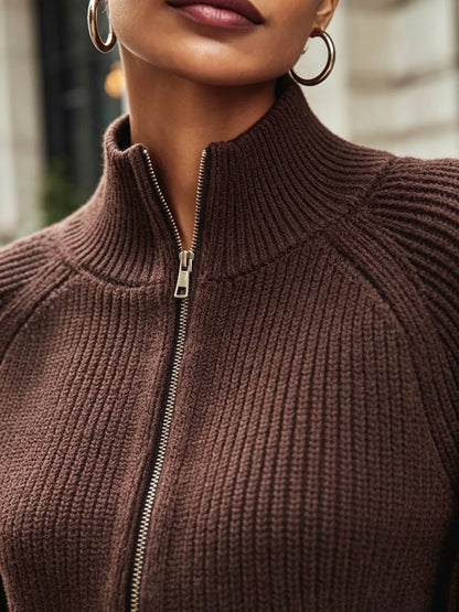 Vest Dames Met Pofmouwen – Cardigan Met Rits