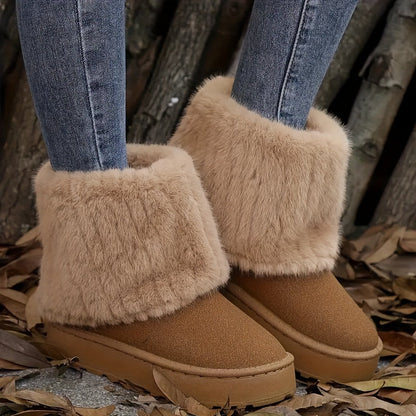 Gevoerde Enkellaarsjes Dames – Suède Look Winterboots
