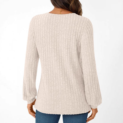 Ribgebreide Trui Dames – Sweater Met V-Hals