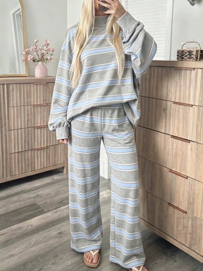 Gestreepte Sweater Set Dames – Tweedelige Loungewear Outfit