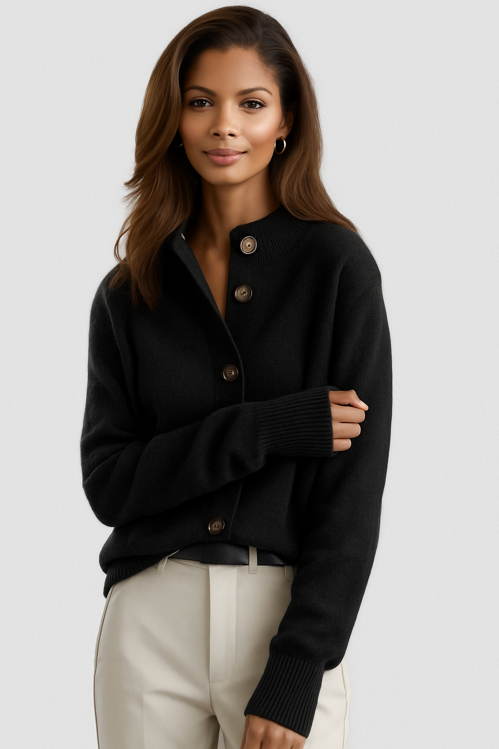 Gebreid Vest Dames – Korte Cardigan Met Knopen
