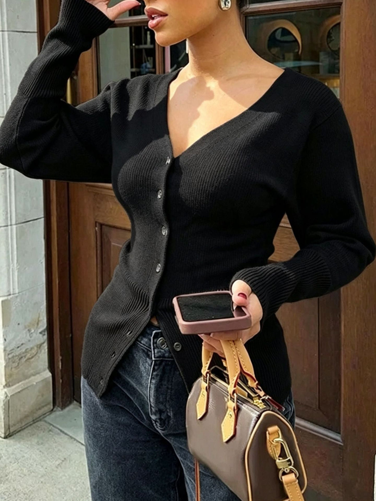 Getailleerd Vest Dames Met V-Hals – Gebreide Cardigan