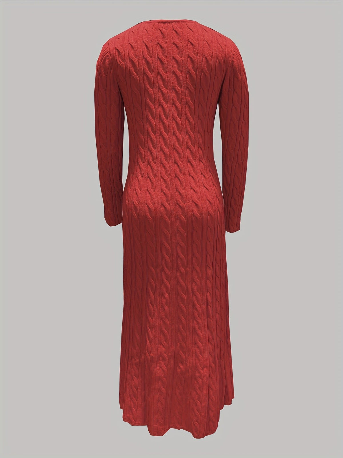 Maxi Sweaterjurk Dames – Lange Gebreide Jurk Met Kabelpatroon