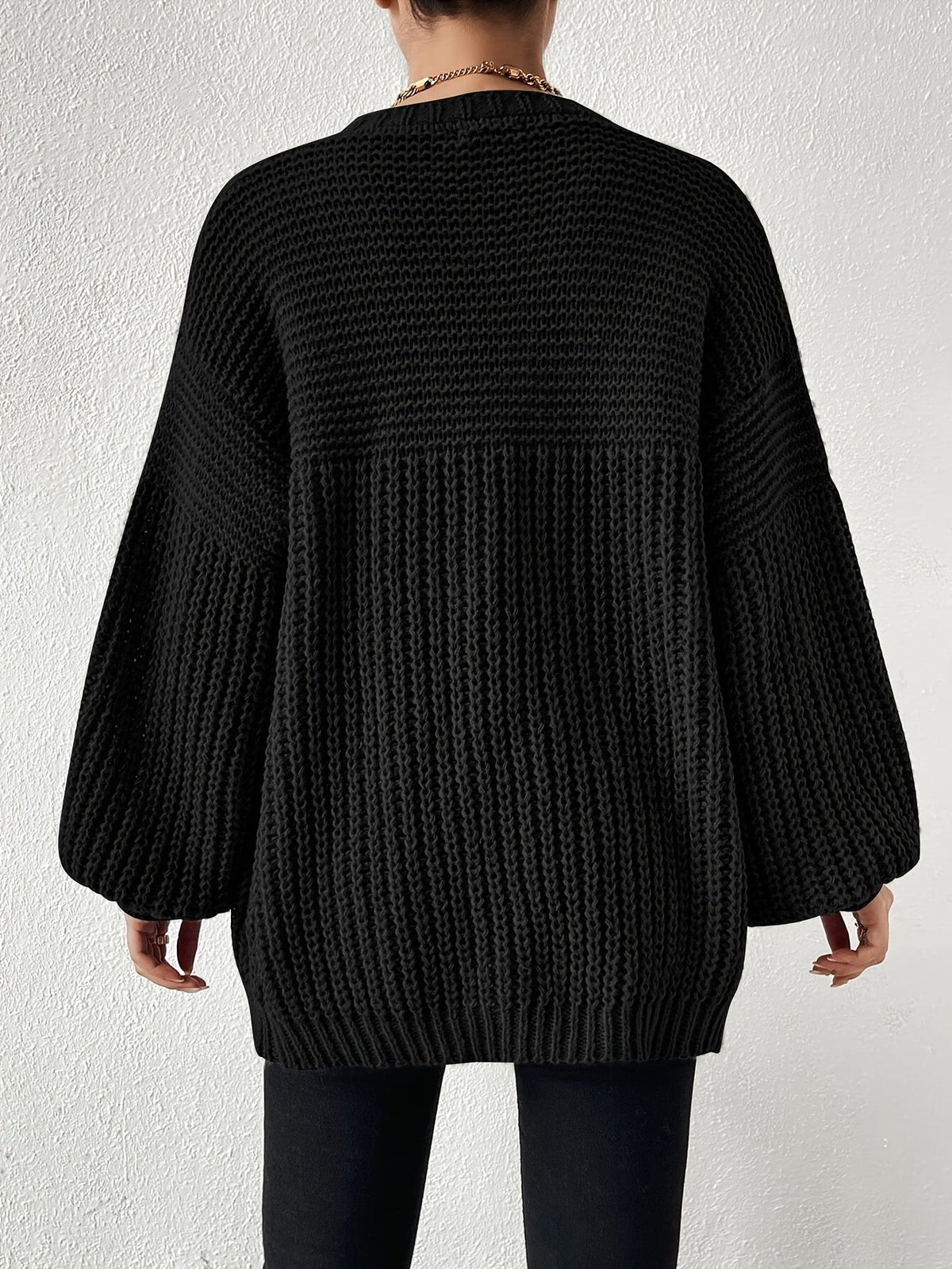 Grofgebreid Vest Dames – Open Cardigan Met Ballonmouwen