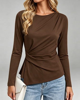 Gedrapeerde Top Dames – Elegante Longsleeve Met Plooien