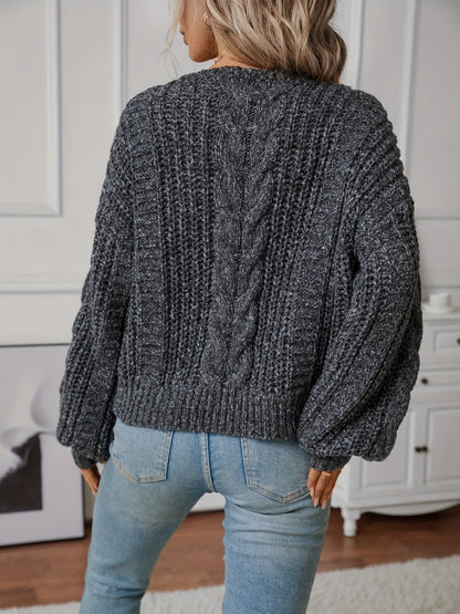 Oversized Kabeltrui Dames – Grofgebreide Trui Met V-Hals