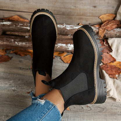 Suèdelook Chelsea Boots Dames – Enkellaarsjes Met Profielzool