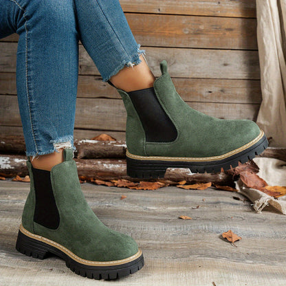 Suèdelook Chelsea Boots Dames – Enkellaarsjes Met Profielzool