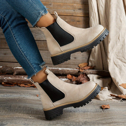 Suèdelook Chelsea Boots Dames – Enkellaarsjes Met Profielzool