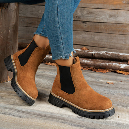 Suèdelook Chelsea Boots Dames – Enkellaarsjes Met Profielzool