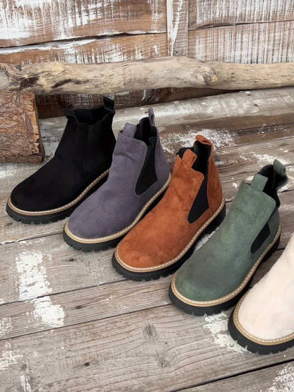 Suèdelook Chelsea Boots Dames – Enkellaarsjes Met Profielzool
