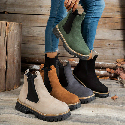 Suèdelook Chelsea Boots Dames – Enkellaarsjes Met Profielzool