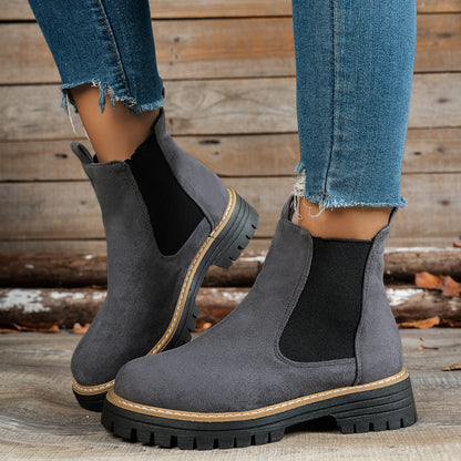 Suèdelook Chelsea Boots Dames – Enkellaarsjes Met Profielzool