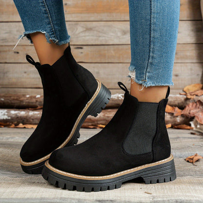 Suèdelook Chelsea Boots Dames – Enkellaarsjes Met Profielzool